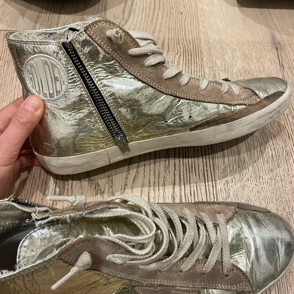Golden Goose Silver and Tan Women's Sneakers